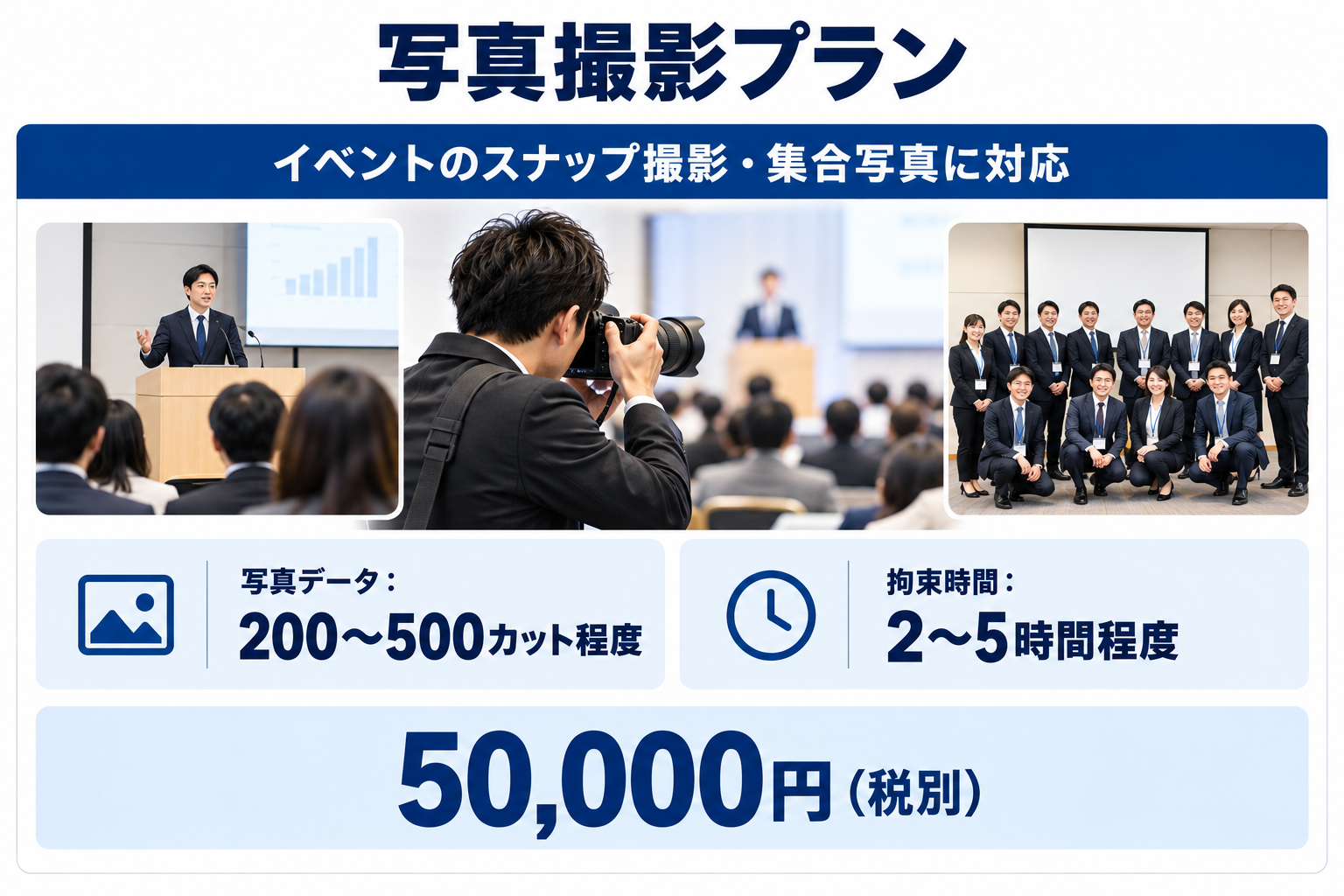 写真撮影プラン イベントのスナップ撮影・集合写真に対応